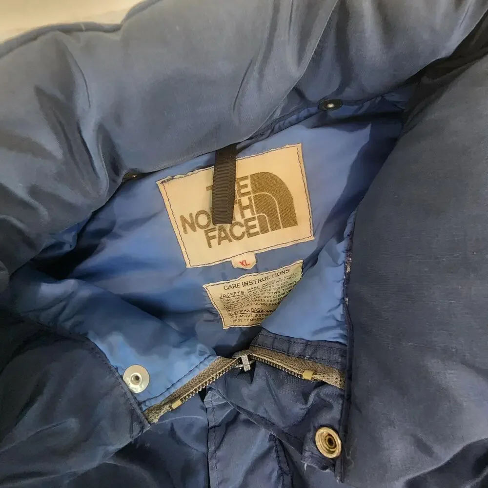 Vntg The North Face Jacket Mens XL Blue Goose Down Puffer Parka Long Coat